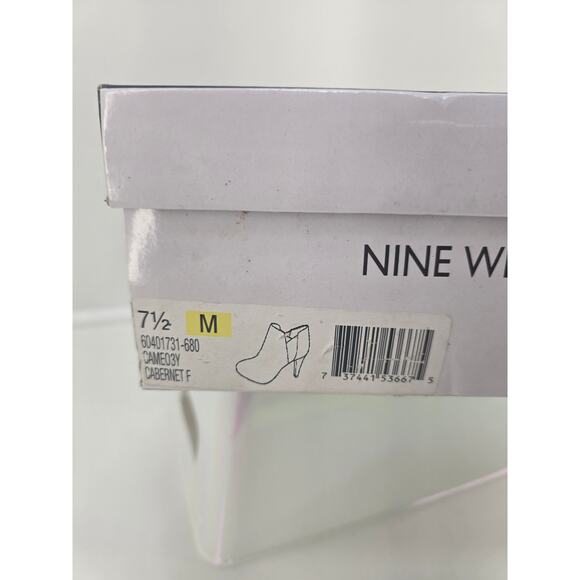 Nine West Cameo3Y Cabernet Suede Booties Size 7.5M With Box - Picture 4 of 10